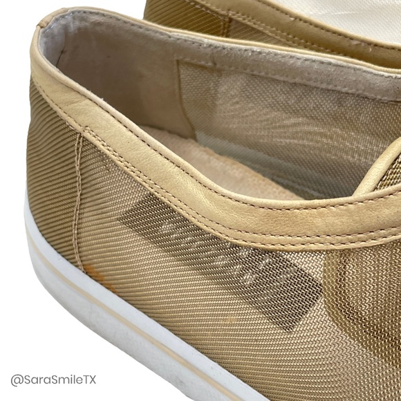 STUART WEITZMAN Metallic Gold Mesh Low Top Fashion Sneakers - Picture 9 of 16